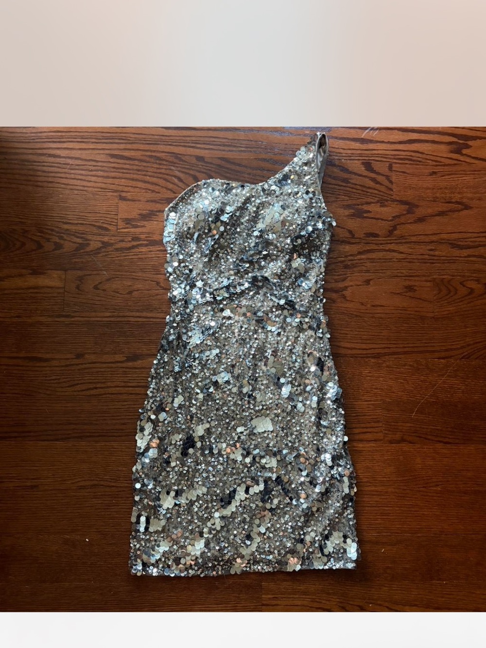 Scala One-Shoulder Silver Sequin Cocktail Dress